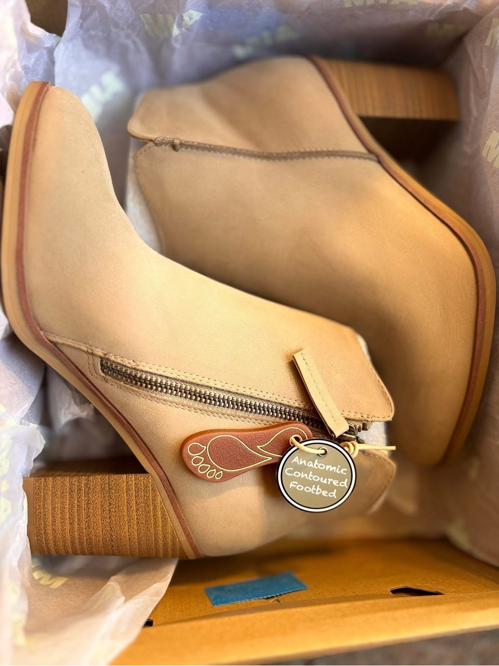 Women’s Beige Ankle Booties with Side Zip — Comfortable Everyday Style